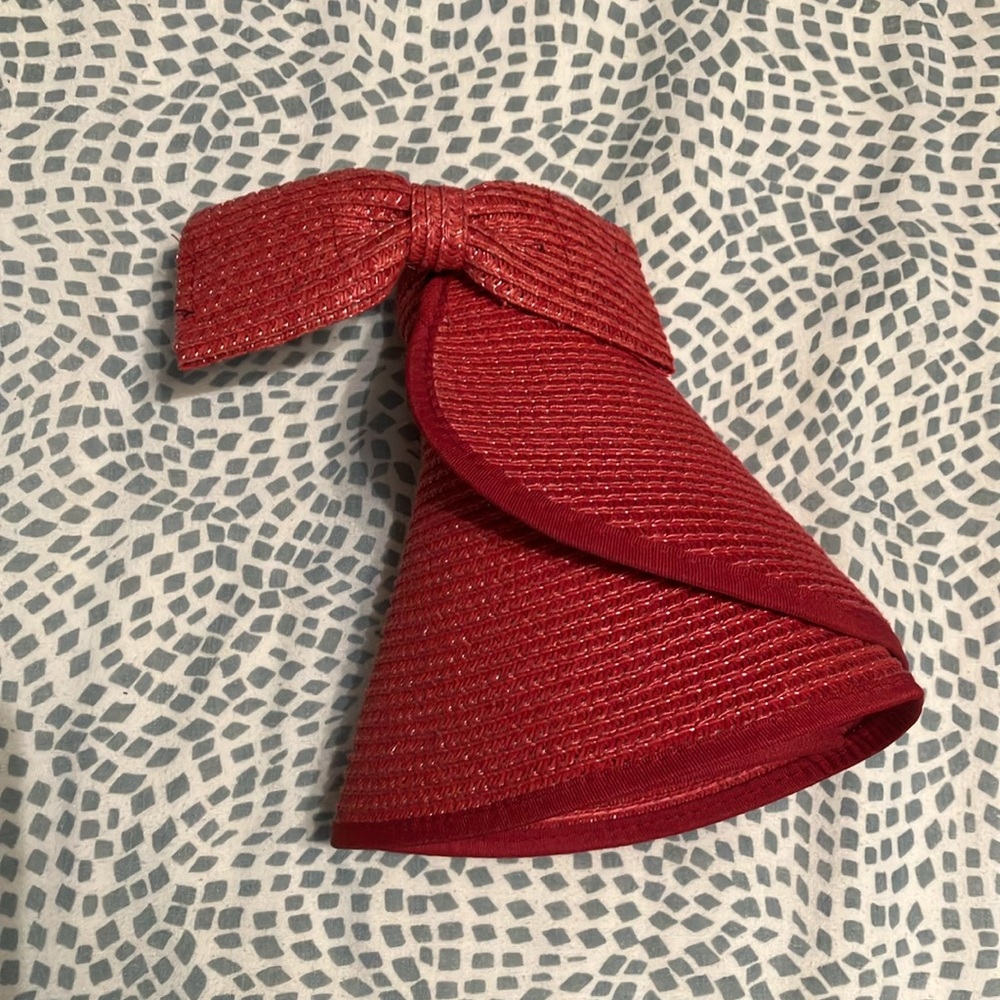 Collapsible Red Sun Visor Hat - Picture 7 of 8
